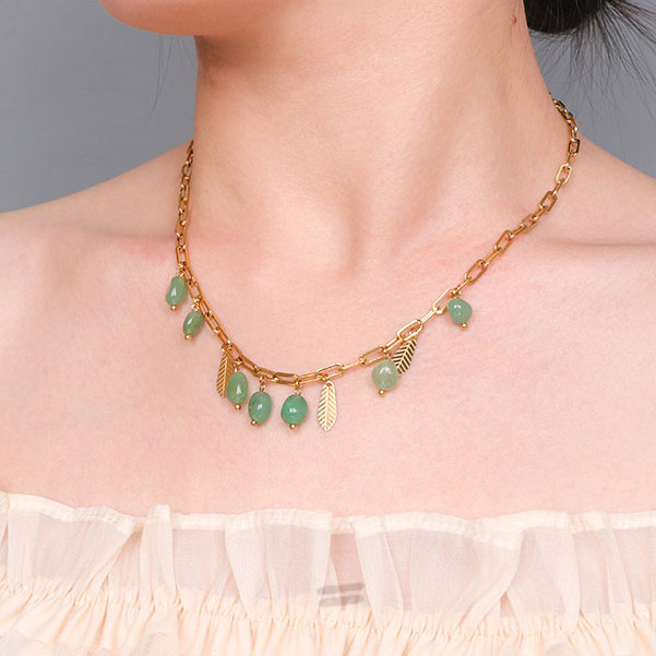 Hexingsheng Jewelry | Enhance Your Business-Line with Gemstone Leaf Charm Necklace