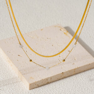 Dainty Gold Layered Necklace Featuring Natural Stone Star Charms