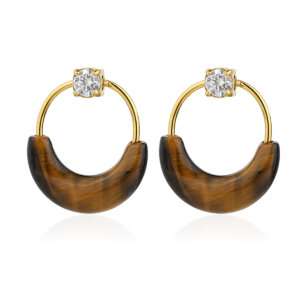 Stainless Steel Colorful Hoop Earrings with Enamel and Natural Stone