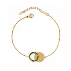 Elegant Gold Circle Charm Bracelet with Cubic Zircon Sparkle