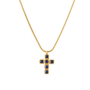 Modern Gold Plated Christian Cross Necklace with Zircon