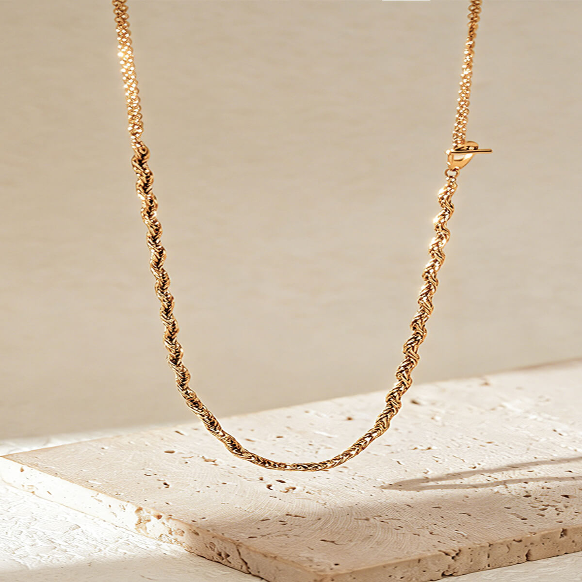 Modern Layered Chain Necklace Collection with OT Toggle Clasp