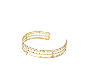 Modern Layered Open Cuff Bracelet in Gold Plated Stainless Steel