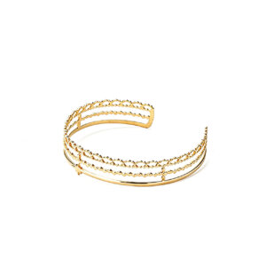Modern Layered Open Cuff Bracelet in Gold Plated Stainless Steel