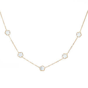 Stainless Steel Gold Flower Necklace With Shell And Acrylic Charm